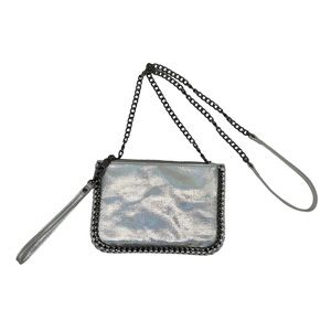 MMS Design Studio Hallie Crossbody Bag Black Pewter Silver Hologram